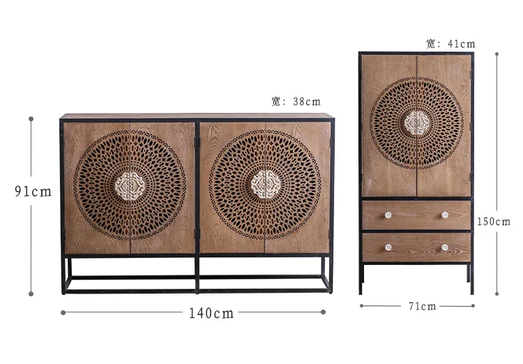 خزانة جانبية لتناول الطعام من الخشب الصلب الأمريكي القديم والقديم، وخزانة مدخل منزلية فاخرة ومتعددة الوظائف