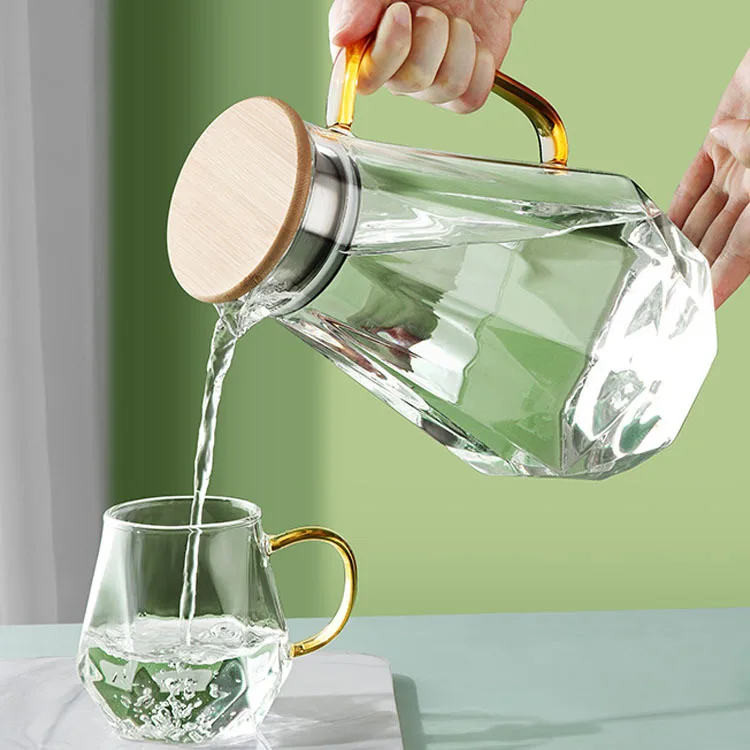 1.8l Large-capacity Clear Glass Water Pitcher with Handle Heat Resisttant Cold Hot Kettle Tea Pot Water Bottle Juice Jug