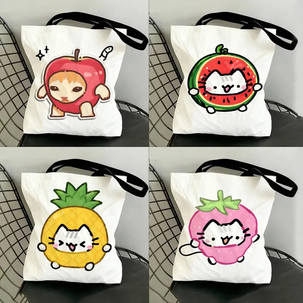 Art Animal Kawaii Cats Cartoon Storage Bags Shopping Bags Series Print Bags Lightweight Shoulder Bag For Daily Use