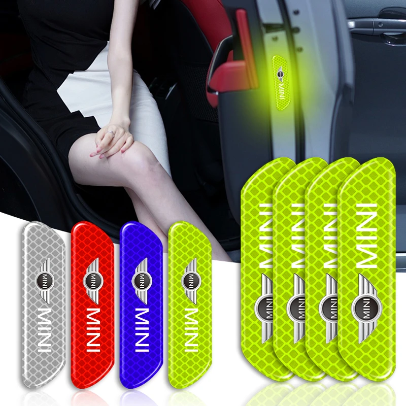 

4Pcs/Set Car Door Stickers DIY Car MINI Reflective Tape Warning Mark Reflective Open Notice Bicycle Accessories Car Decoration