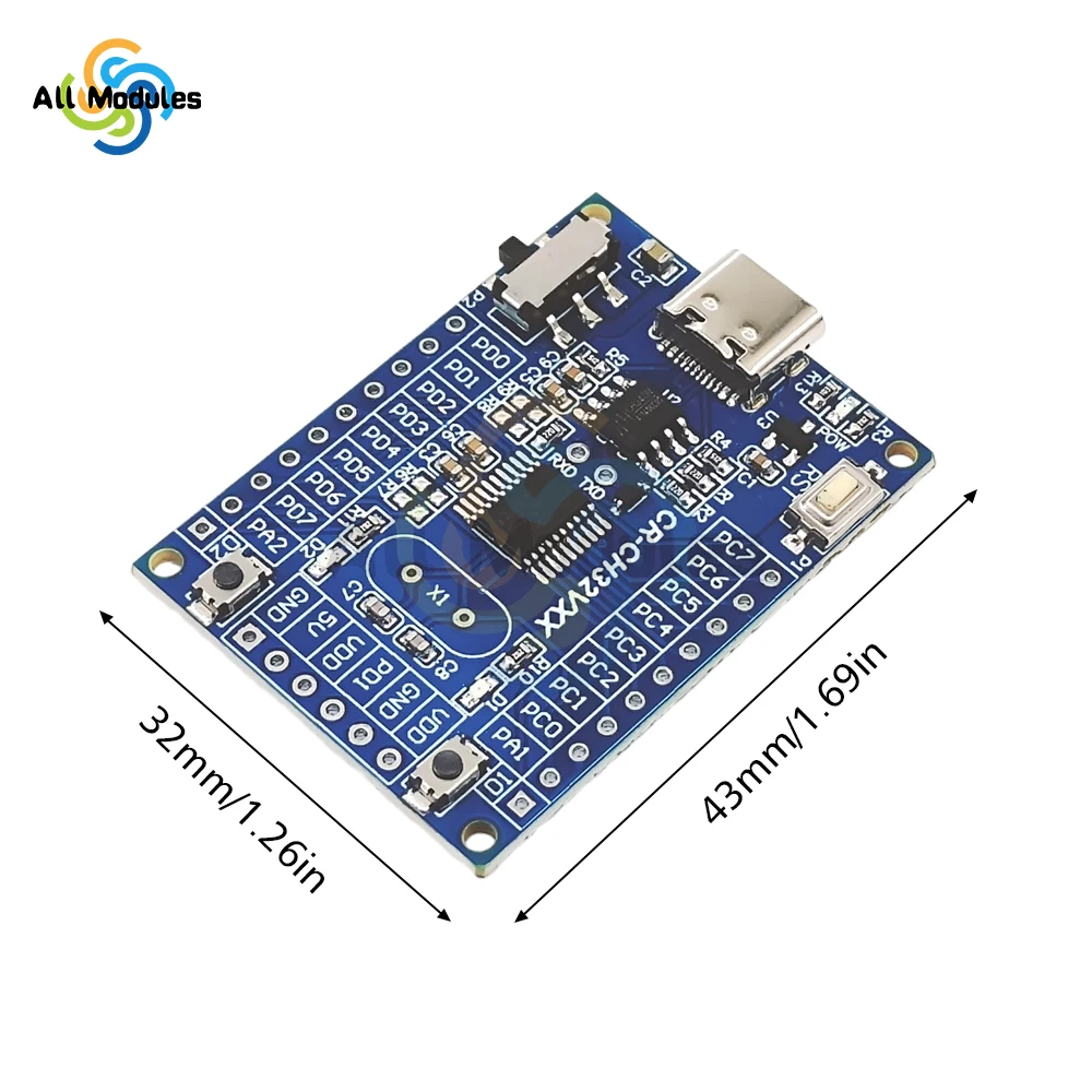 48MHz CH32V003 Development Board Minimum System Board Core Board Type-C USB Interface Development Panels kit CH32V003