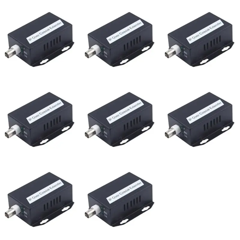

【NECESSITY】8Pcs Ethernet IP Extender Over Coax HD Network Kit Eoc Coaxial Cable Transmission Extender For Security CCTV Cameras(