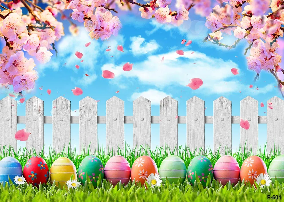 ربيع عيد الفصح الأزهار خلفية صور الأرنب الملونة البيض سياج الجزرة جدار ديكور التصوير خلفية أرنب المراعي الدعائم