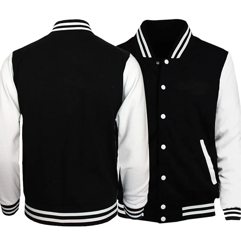 

Black White Solid Color Loose Jacket Overgraded Casual clothes Men Baseball Personality Street Coat Warm Wool Coats