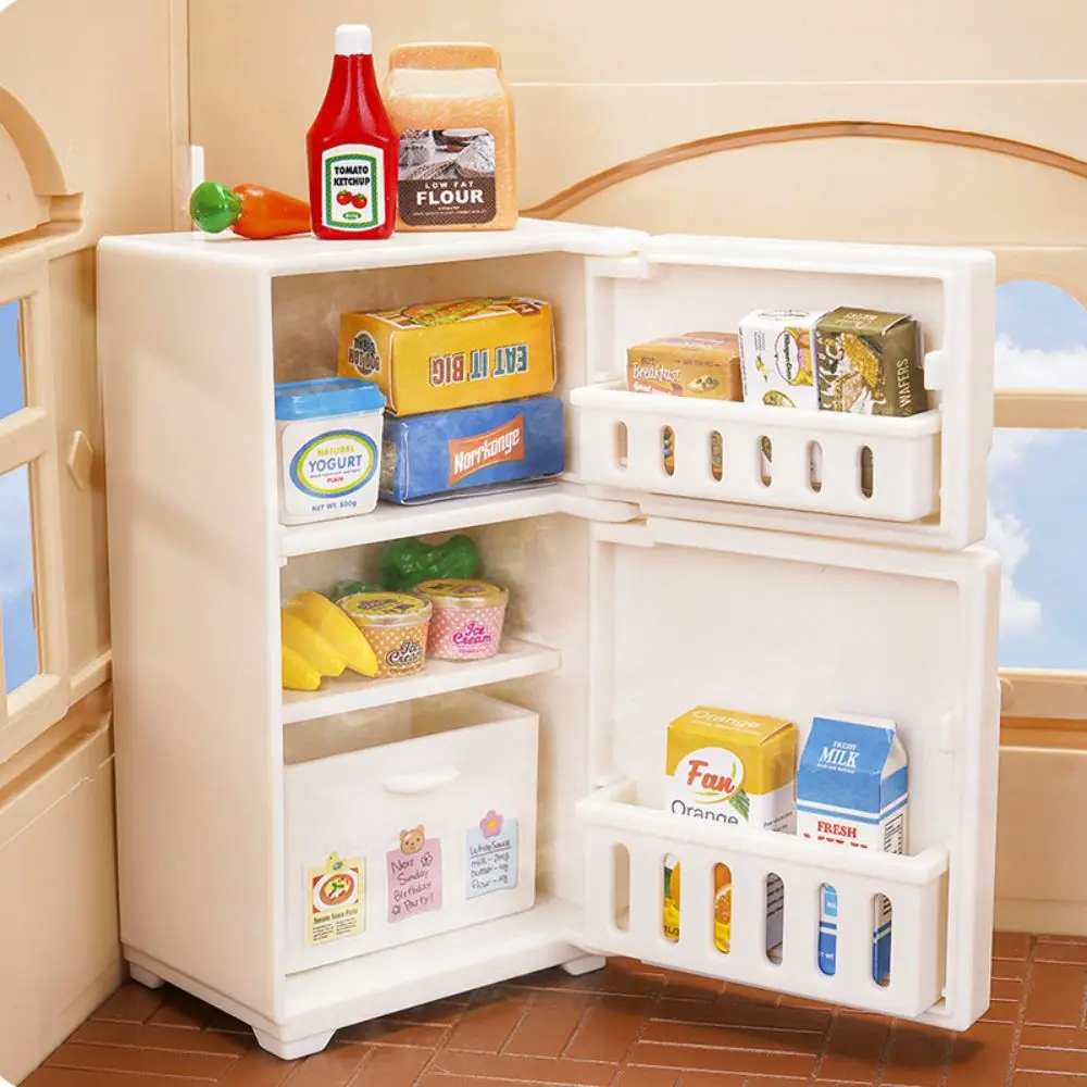 Forest Family-Juego de utensilios de cocina para baño y dormitorio, modelo en miniatura, accesorios de casa de muñecas, refrigerador, regalo para