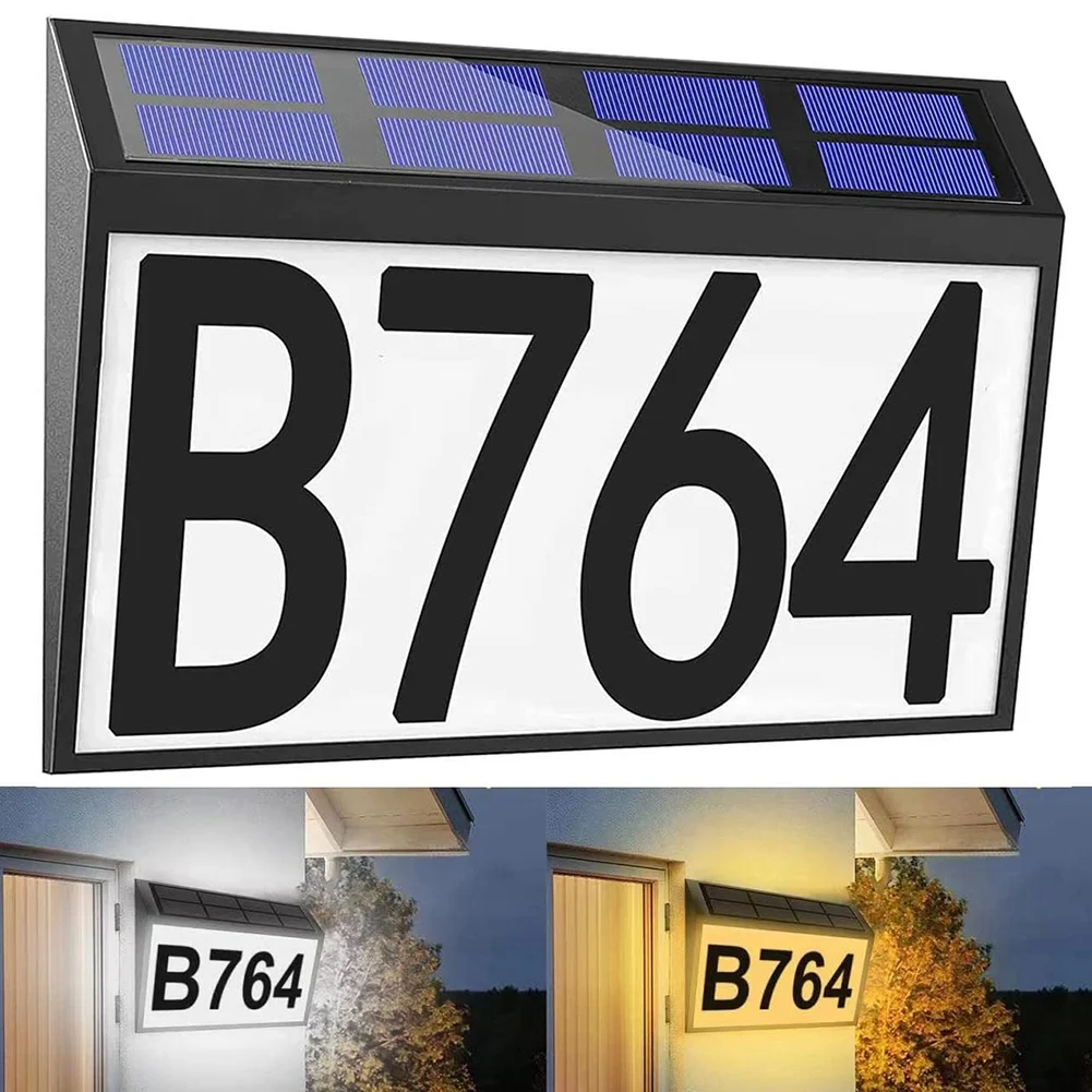 Solar Doorplate Light Outdoor Waterproof LED Digital Wall Mounted Address Number Plate Light