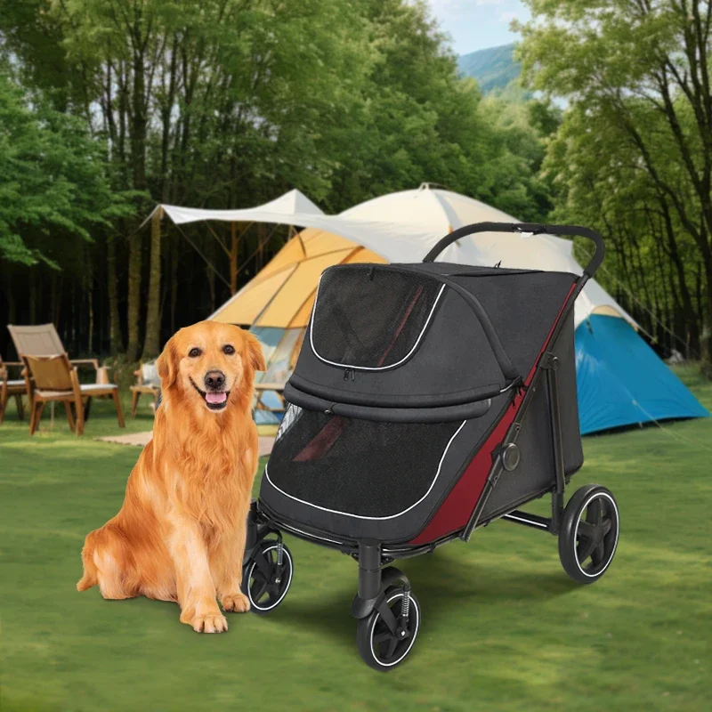 Factory Portable Dog Stroller Large Dog Pet Stroller with Multi Mesh Window