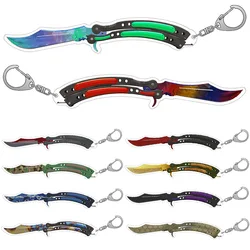 Guo Xiao Luo CS GO weap Butterfly Knife Autotronic Gamma Doppler Marble Fade Case Hardened Skins Acrylic keychain Bag pendant