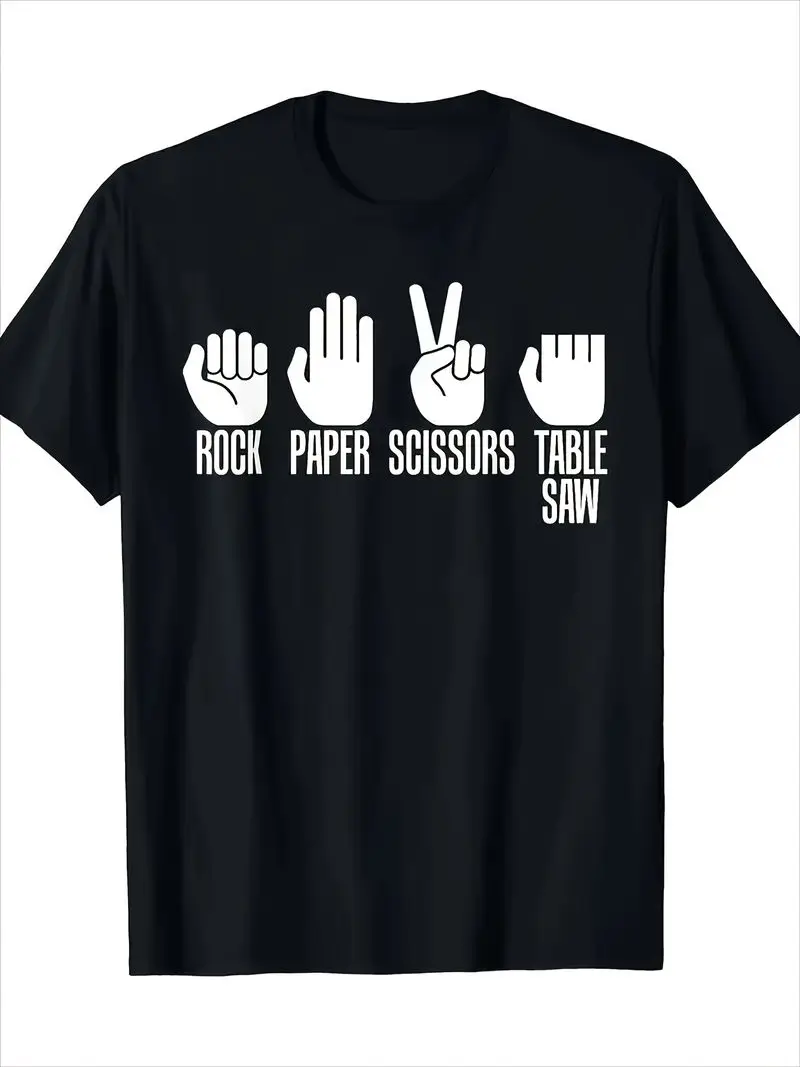 High-Quality Short-Sleeve T-Shirt For Men Featuring A Rock-Paper-Scissors Design, Perfect For Casual Wear And Summer Fitness