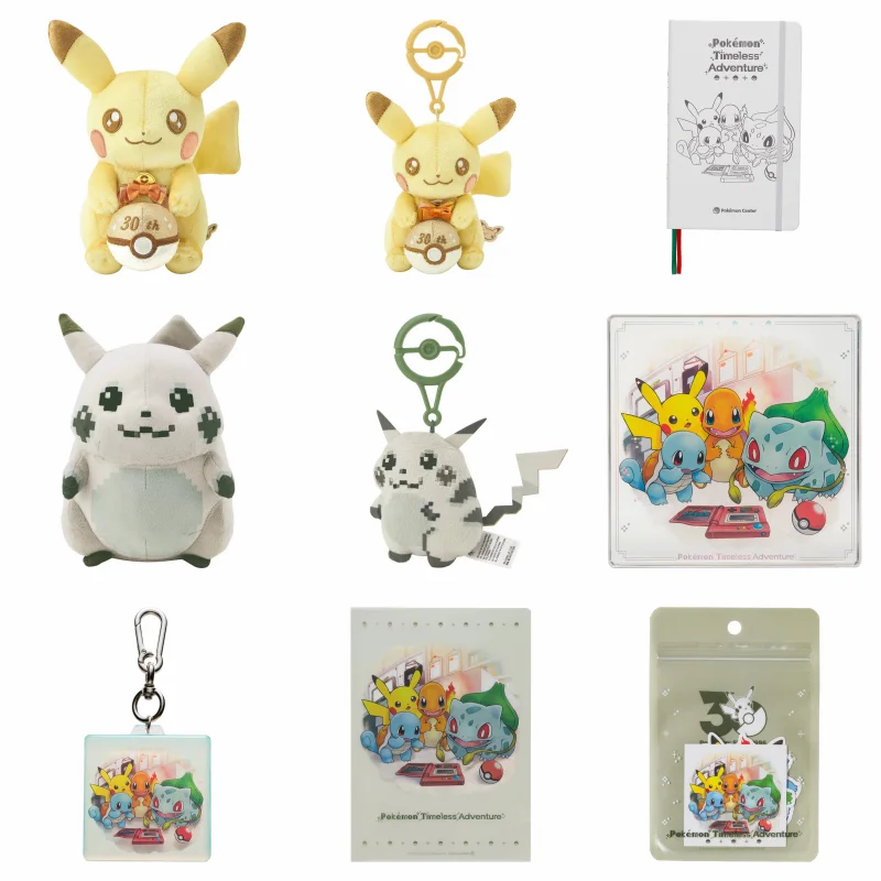 2026 New Genuine PokéMon Center 30th Anniversary Original Pixel Style Toy Doll Anime Fans Collection Toy Gift Birthday Gift