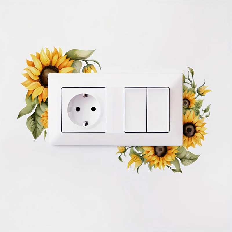 1pc Sunflower Themed Light Switch Wall Decal,Self-Adhesive, Suitable for Light Switches,Sockets,Doors,Windows,Bedroom,LivingRoom