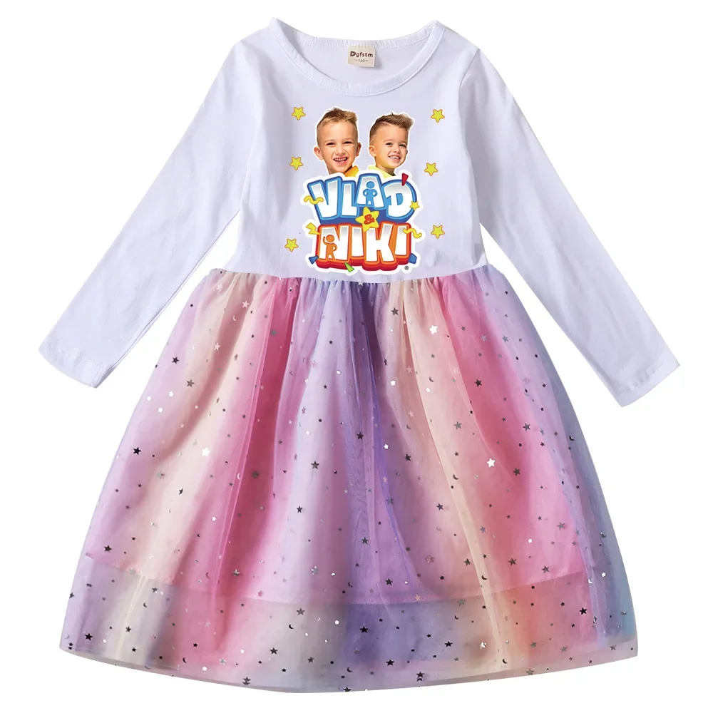 Kids Vlad Niki Clothes Girls Cosplay Princess Dress Children Vaiana Little Girls Short Sleeve Party Costume Dresses Costumes