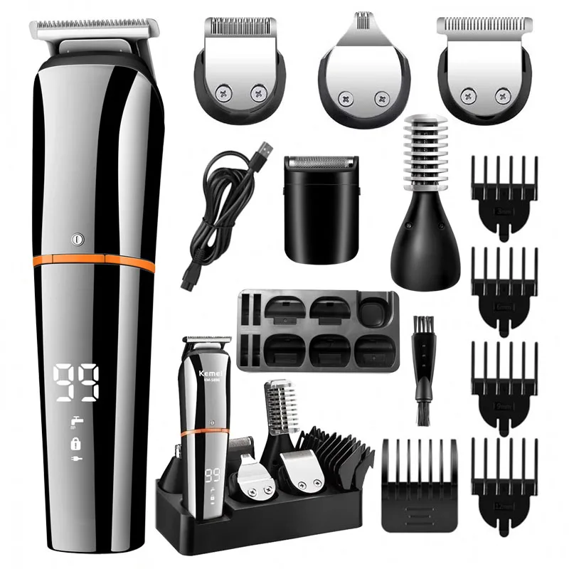 Kemei Digital Display 5 in 1 Hair Trimmer for Men Eyebrow Beard Trimmer Electric Hair Clipper Grooming Kit Haircut