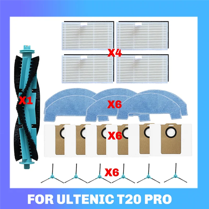 BAAN-掃除機交換部品は、Ultenic T20 Pro-メインローラー、サイドブラシ、ダストバッグ&フィルターモップクロスアクセサリーに適合します。