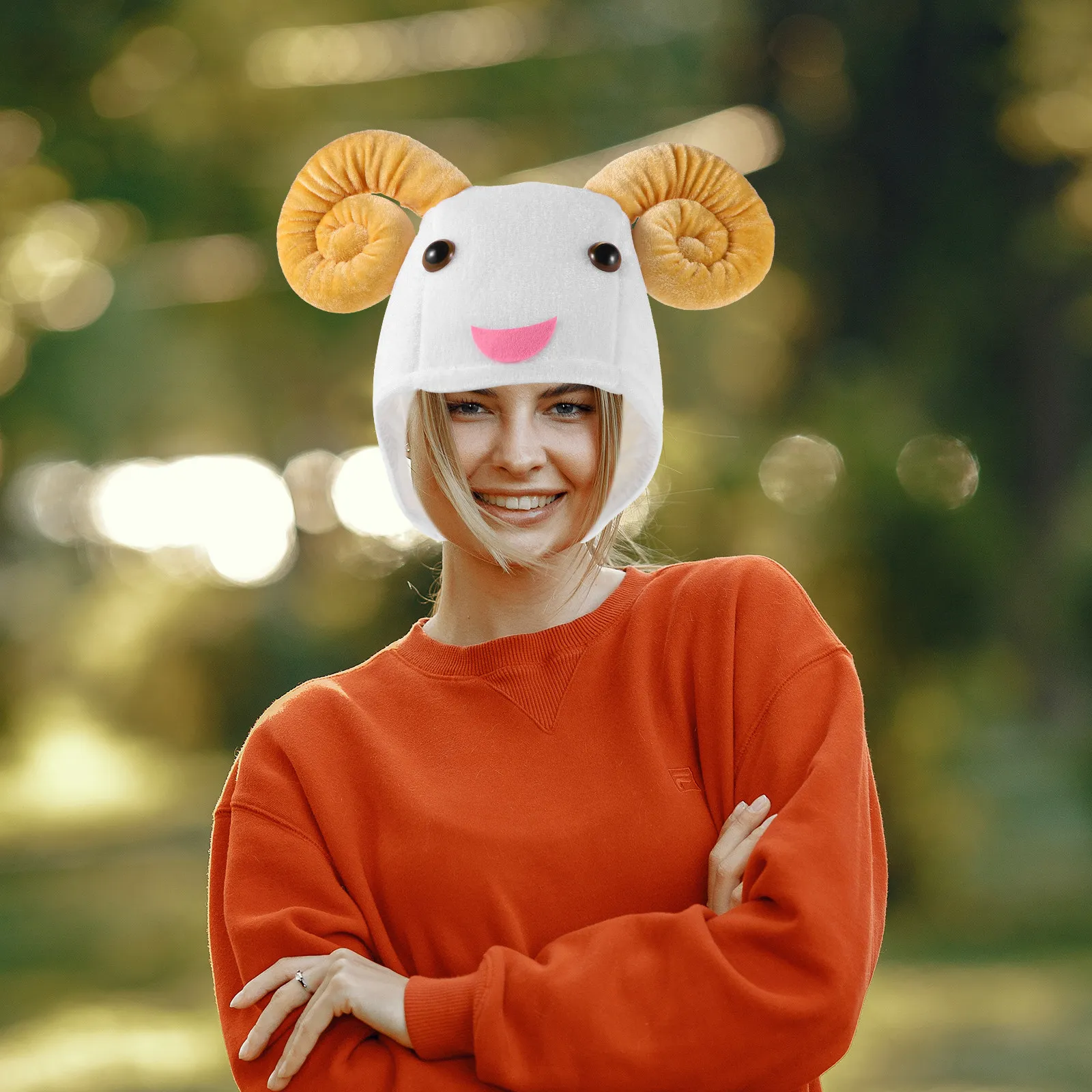 Lamb Hat Soft Fleece RAM Horn Hood Adult Sheep Costume Accessory Carnival Party Winter Cosplay Photo Booth Hat