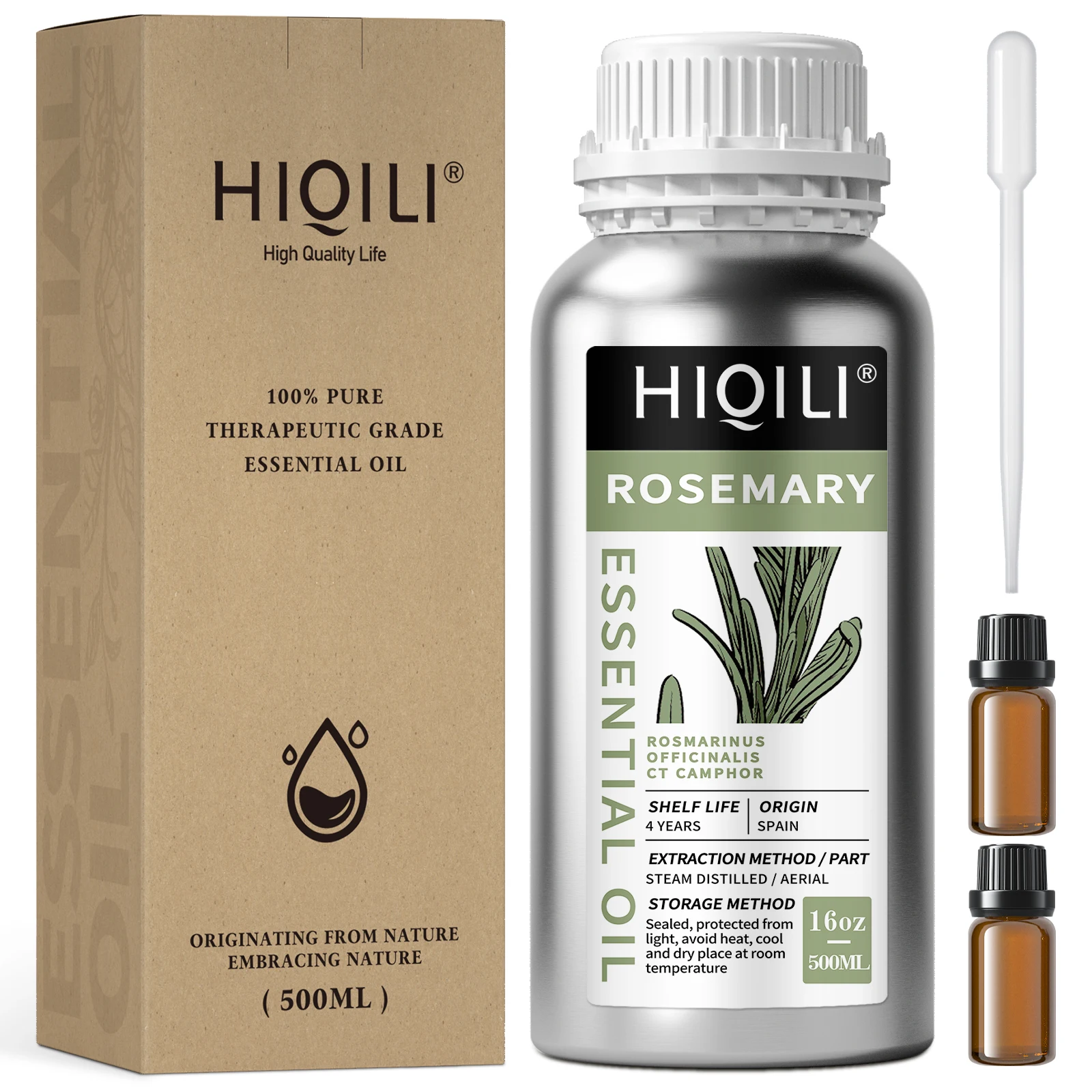 HIQILI 500ML Rosemary Essential Oils,100% Pure Nature for Aromatherapy | Used for Diffuse,Humidifier,Massage | Hair Growth