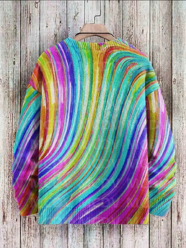 Vintage Art Printed Casual Knit Pullover Sweater Women For Men Sweater - Image 4