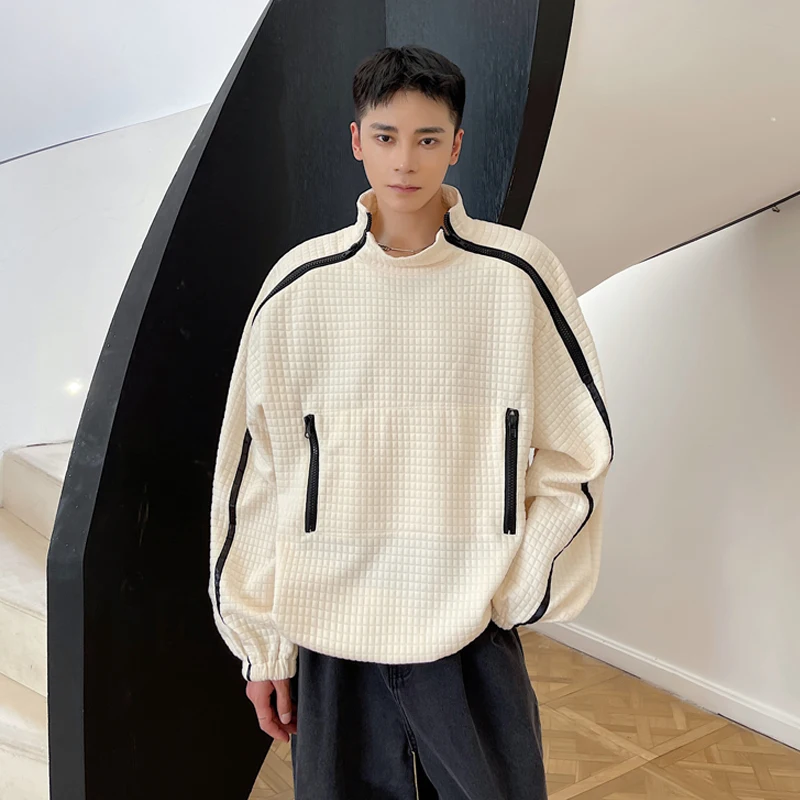 

Модная мужская толстовка на молнии с высоким воротником, весна-осень, повседневная свободная посадка, молодежный цвет, без бренда, зарегистрированный