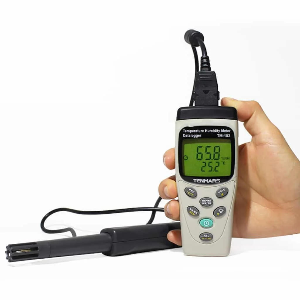 Medidor de temperatura y humedad WBGT de punto de rocío TM-182 con función de grabación de datos