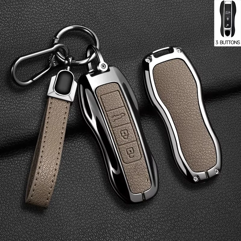Keychain Holder For Porsche Macan Cayman Spyder 718 Boxster 718 Panamera Spyder Carrera Key Case Fob Covers Set
