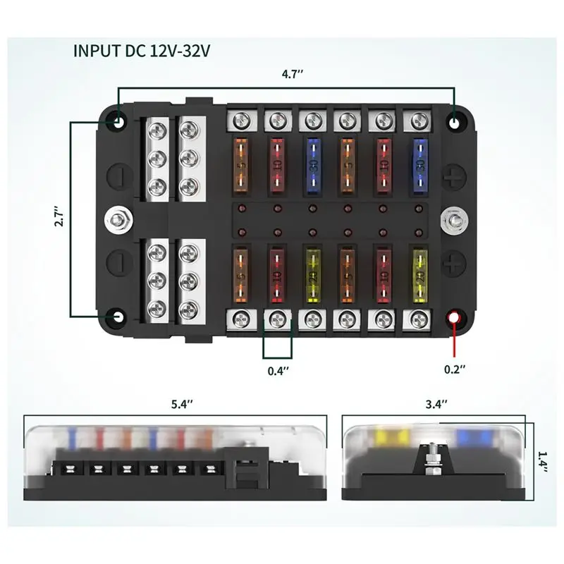 Apr.New 12 طريقة صندوق فيوز السيارات معدات تعديل وتركيب السيارة صندوق متكامل آمن للسيارات والسفن #6