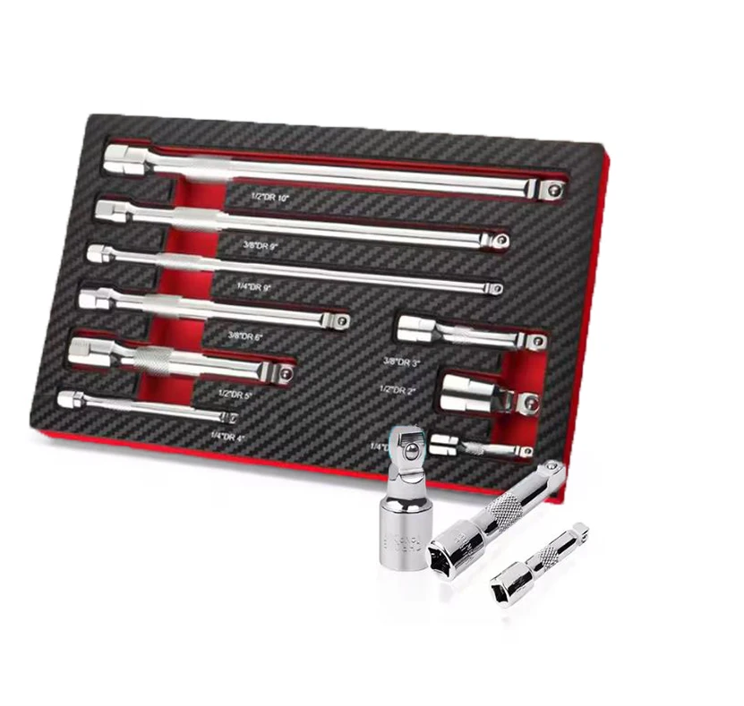 DGEV Wobble-verlengset Socket Extensions Set Ratchet Extensions 1/4 "3/8" 1/2 "Wobble Extensions Drive Socket Extension