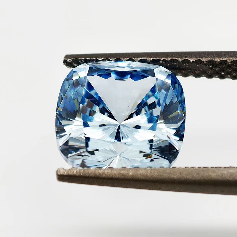 

New Ice Blue Cushion Rounded culet Cut Cubic Zirconia Lab Zircon CZ 4K Cutting 5A+ Quality for Jewelry Making