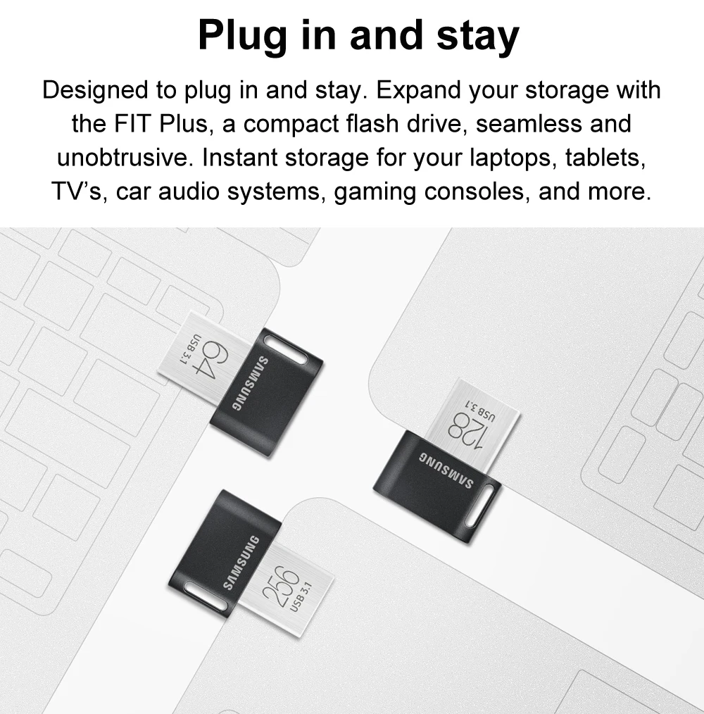 SAMSUNG Original USB3.1 Flash-Laufwerk FIT Plus 128GB 256GB 512GB 400MB/s Hochgeschwindigkeits-Mini-USB-Stick 64GB Lesegeschwindigkeit bis zu 300MB/s – Detail 1