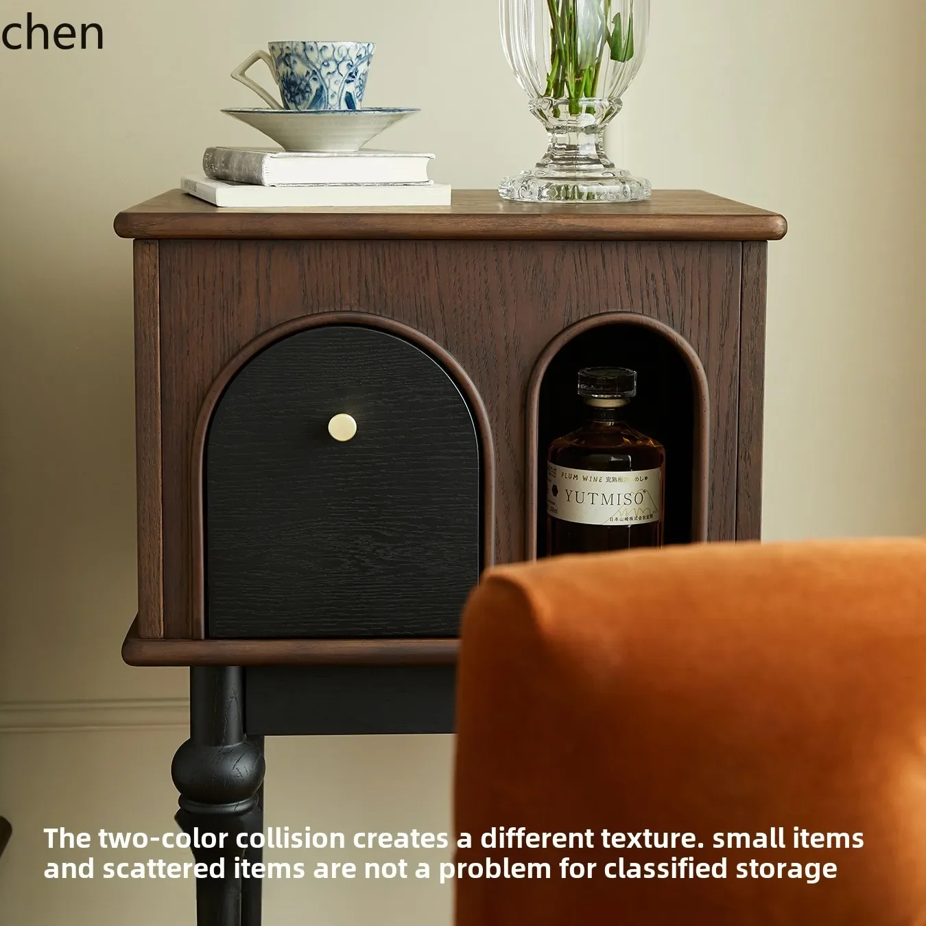 YFY  French retro solid wood sofa side few small apartment medieval living room side cabinet narrow cabinet bedside shelf