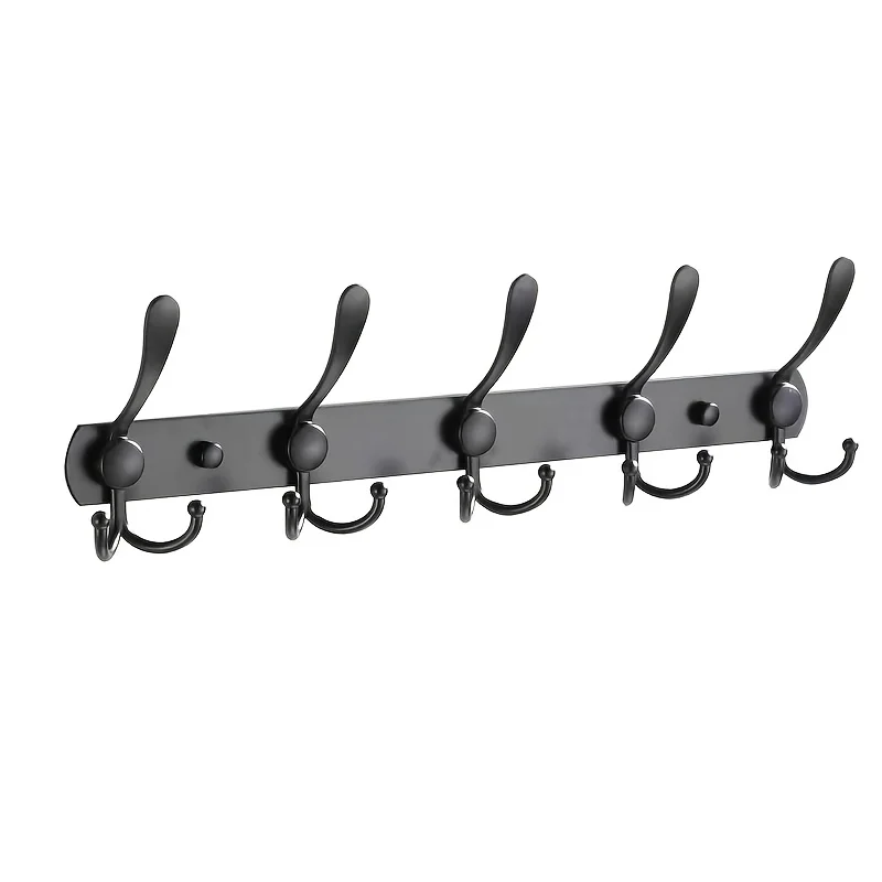 1pc Coat Rack Wall Mounted - 5 Tri Hooks, Heavy Duty, Metal Coat Hook Rail for Coat Hat Towel Purse Robes Mudroom