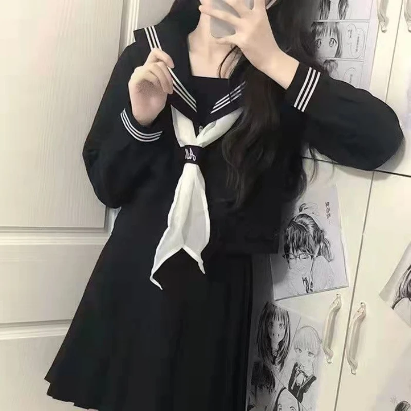 Uniforme escolar japonês para mulheres, terno estilo universitário, traje de marinheiro, camisa sexy, saia plissada, menina, S-XXL