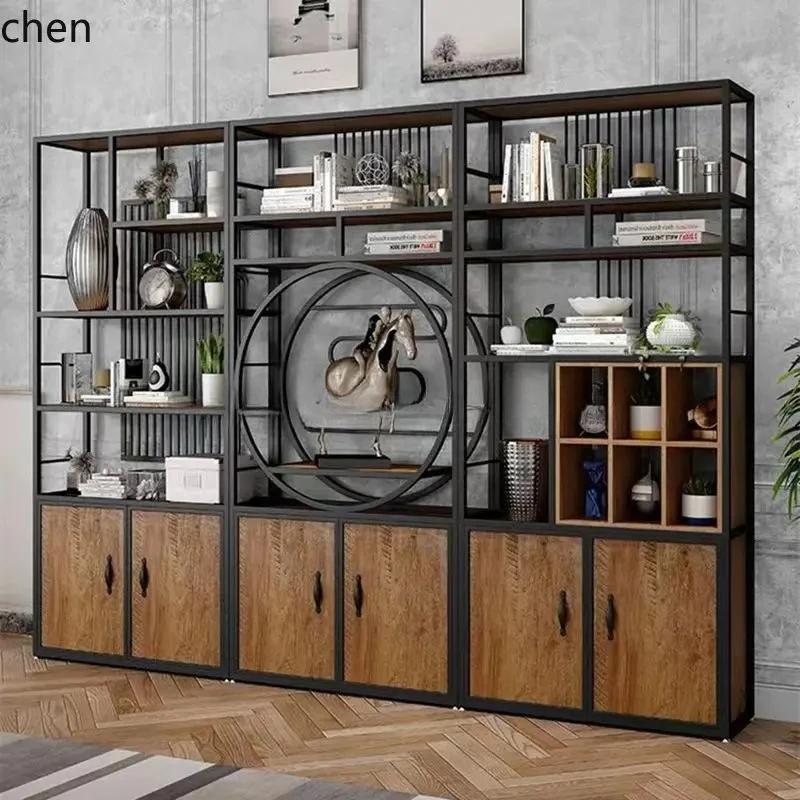 PYH New Chinese Style Bogu Rack Office Storage Rack Floor-standing Decorative Bookcase Bookshelf Display Rack