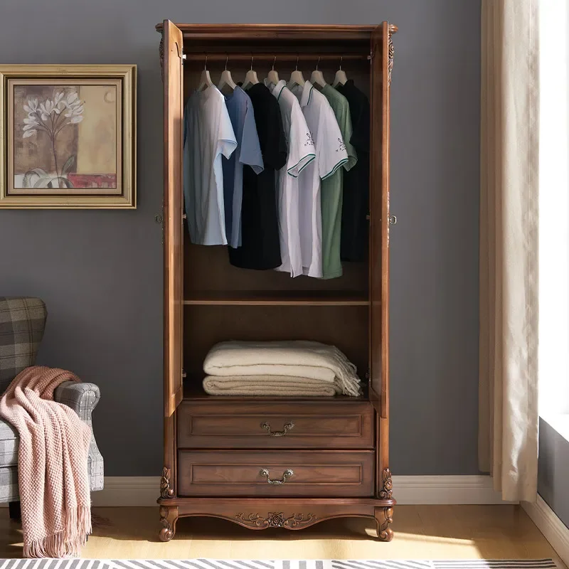 b18 North American black walnut finished all solid wood wardrobe log home bedroom European cabinet