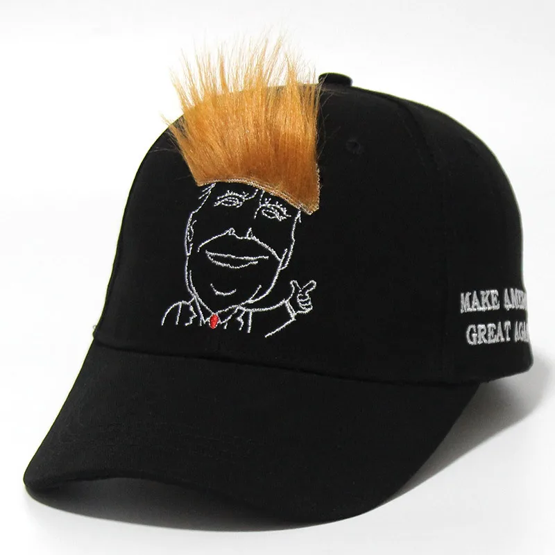 Wig hat U.S. election Trump hat trump election cap spoof baseball cap Hollow top hat male