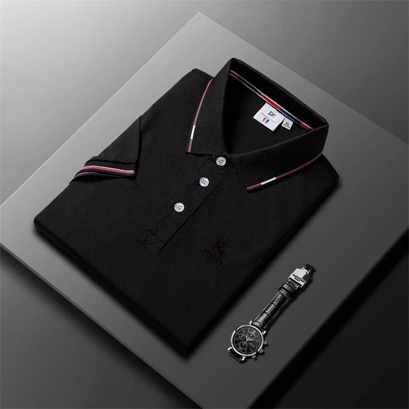 2024 Nieuwe High-End Heren Poloshirt Casual Effen Kleur Slim Fit Zomer Nieuwe Mode Polo Korte Mouw Ademende Top