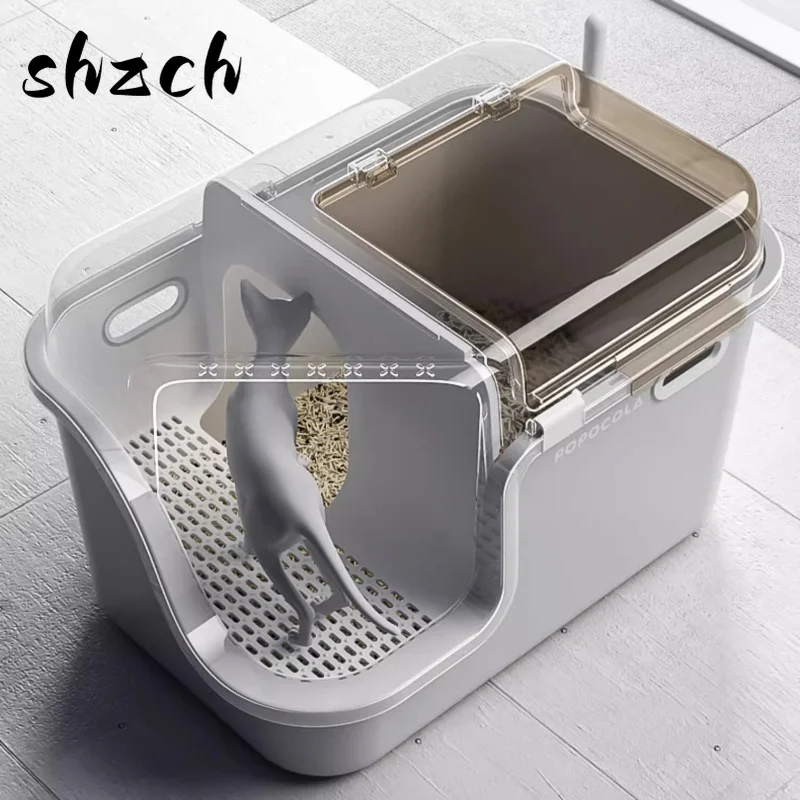 

Fully Enclosed Cat Litter Basin Corridor Type Splash-Proof Deodorant Cat Toilet Large Pet Litter Box Enclosed Cat's Bedpans