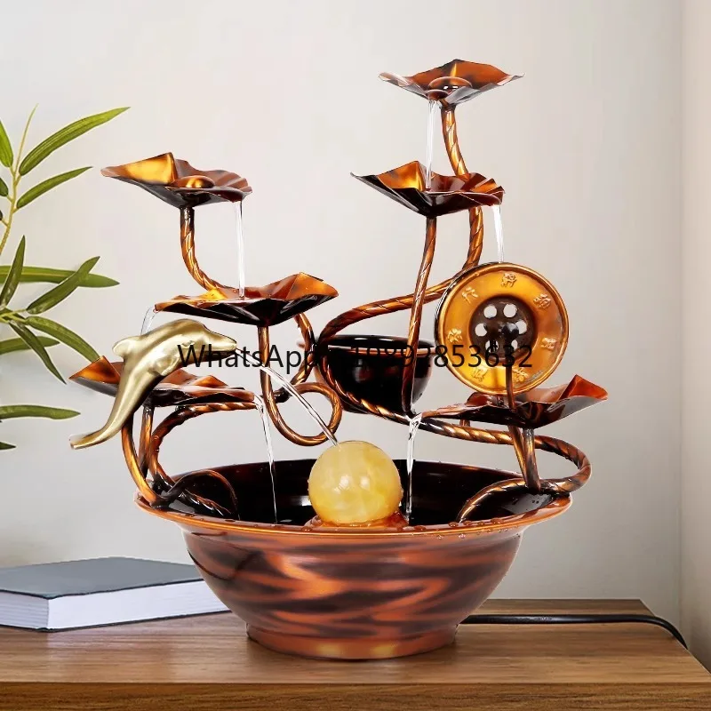 LYY النحاس النقي الثروة جذب تدفق المياه زخرفة عجلة المياه تعميم المياه غرفة المعيشة افتتاح المنزل هووسورمينغ هدية #2