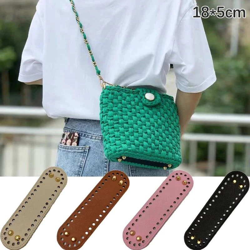 

18*5cm Handmade Bag Bottom PU Leather Women Purse Wear-Resistant Rectangle Accessories Parts For Handbag Knitting Bag Bottom