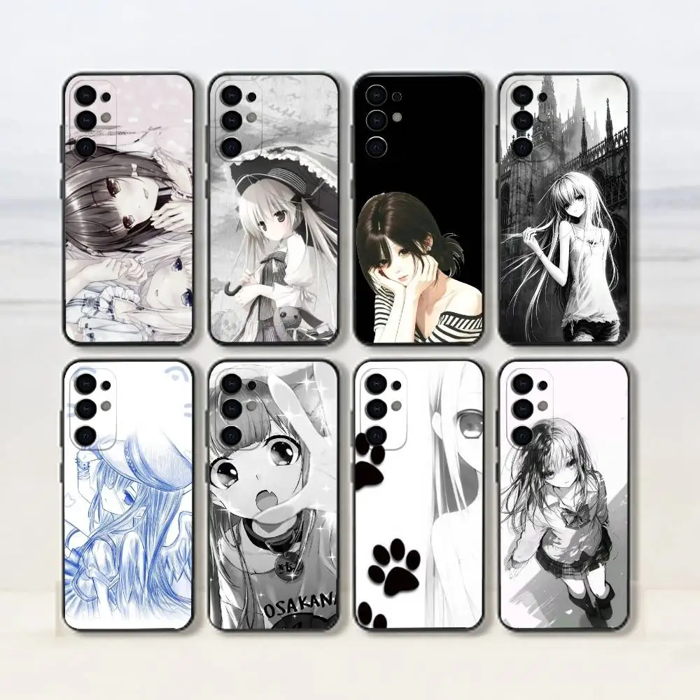 Original Japanese Girl OC  Phone Case Black Silicone Soft For Samsung S26,S25,S24,S23,S22,S21,S30,Ultra,Plus,Fe,Lite