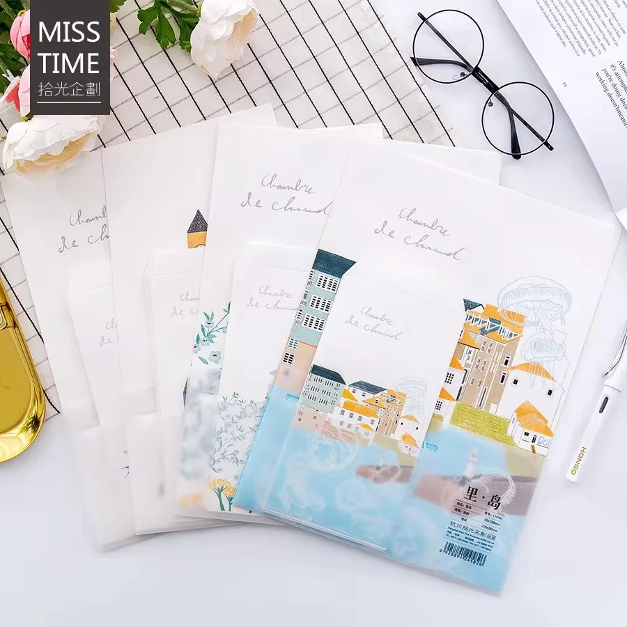 9 Pcs/Set 3 Envelopes + 6 Writting Paper Cute Cat Paper Envelope Letter Paper Pads Korean Stationery Office