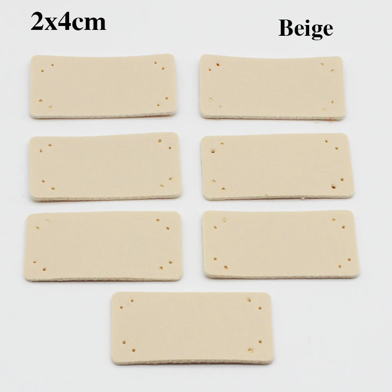 2x4cm Perforated Handmade Label Blank Folded PU Leather for Clothing Hat Doll Packaging Decoration Custom Crafted Tag
