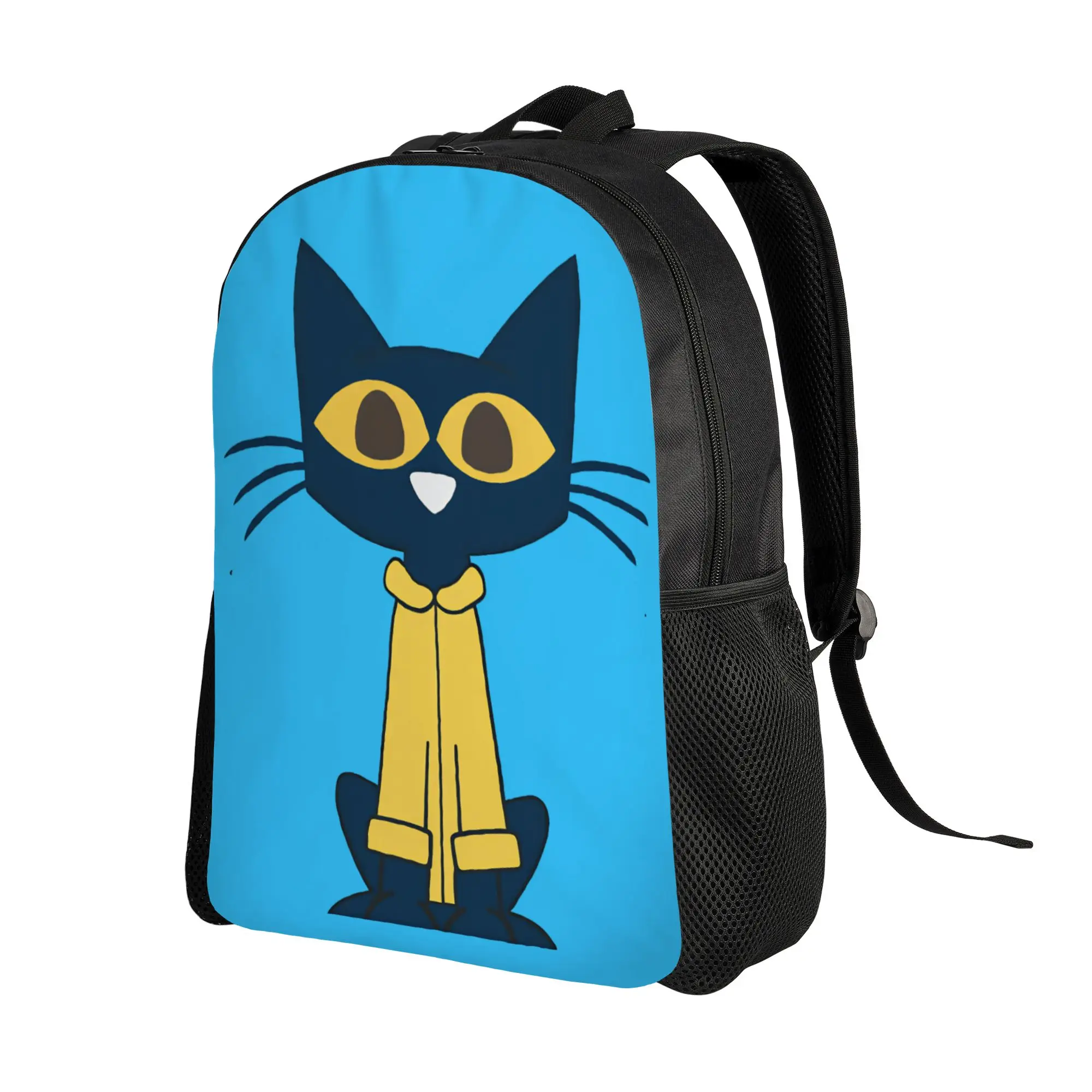 Blue and yellow petes the cat Poster Backpack  Girl Polyester Trekking Backpacks Durable Fun High School Bags Rucksack