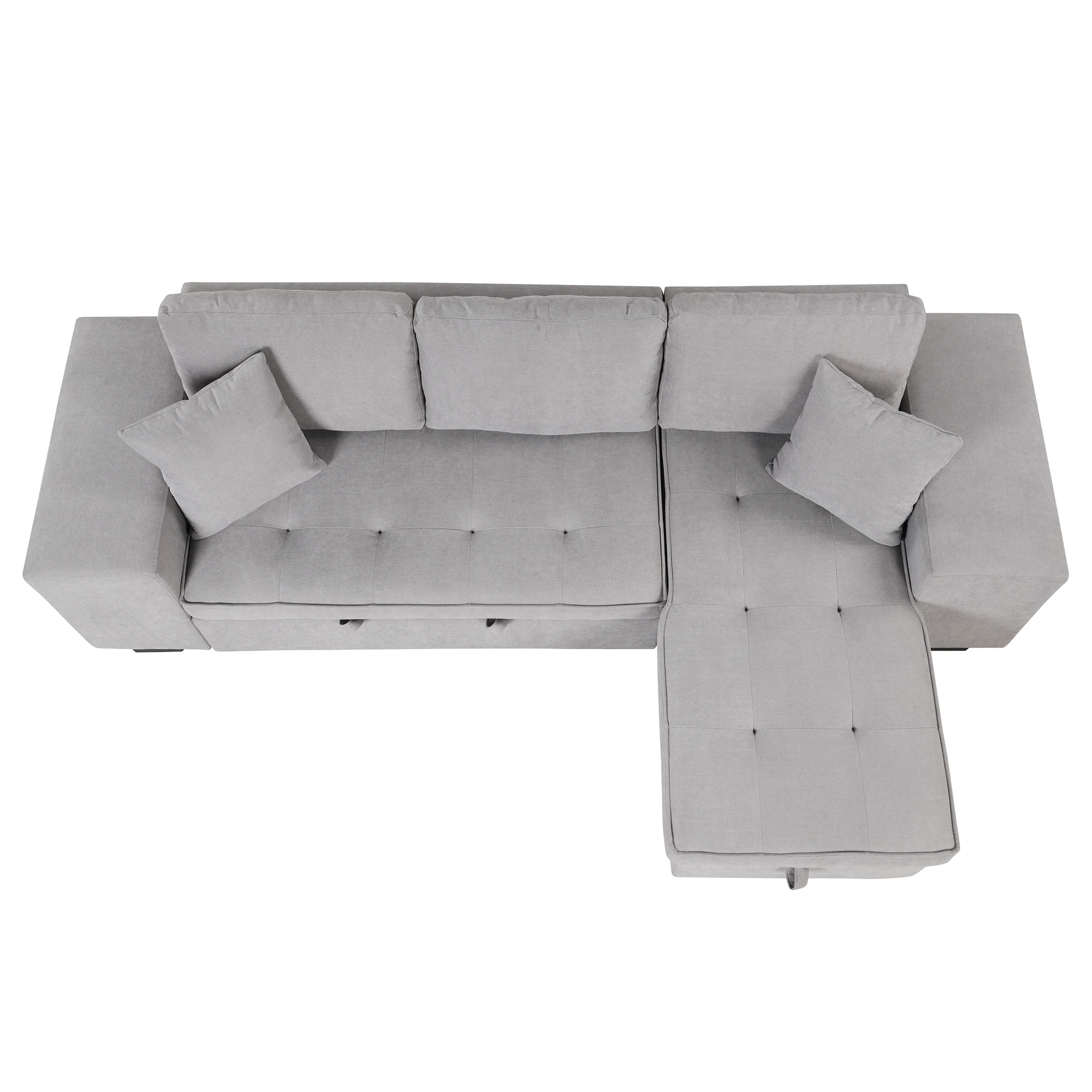 #￥Convertible Sofa Bed Fix Backrest with Storage High Quality Pull Out Sofa Bed with Two Ottomans Retractable Sofa Bed