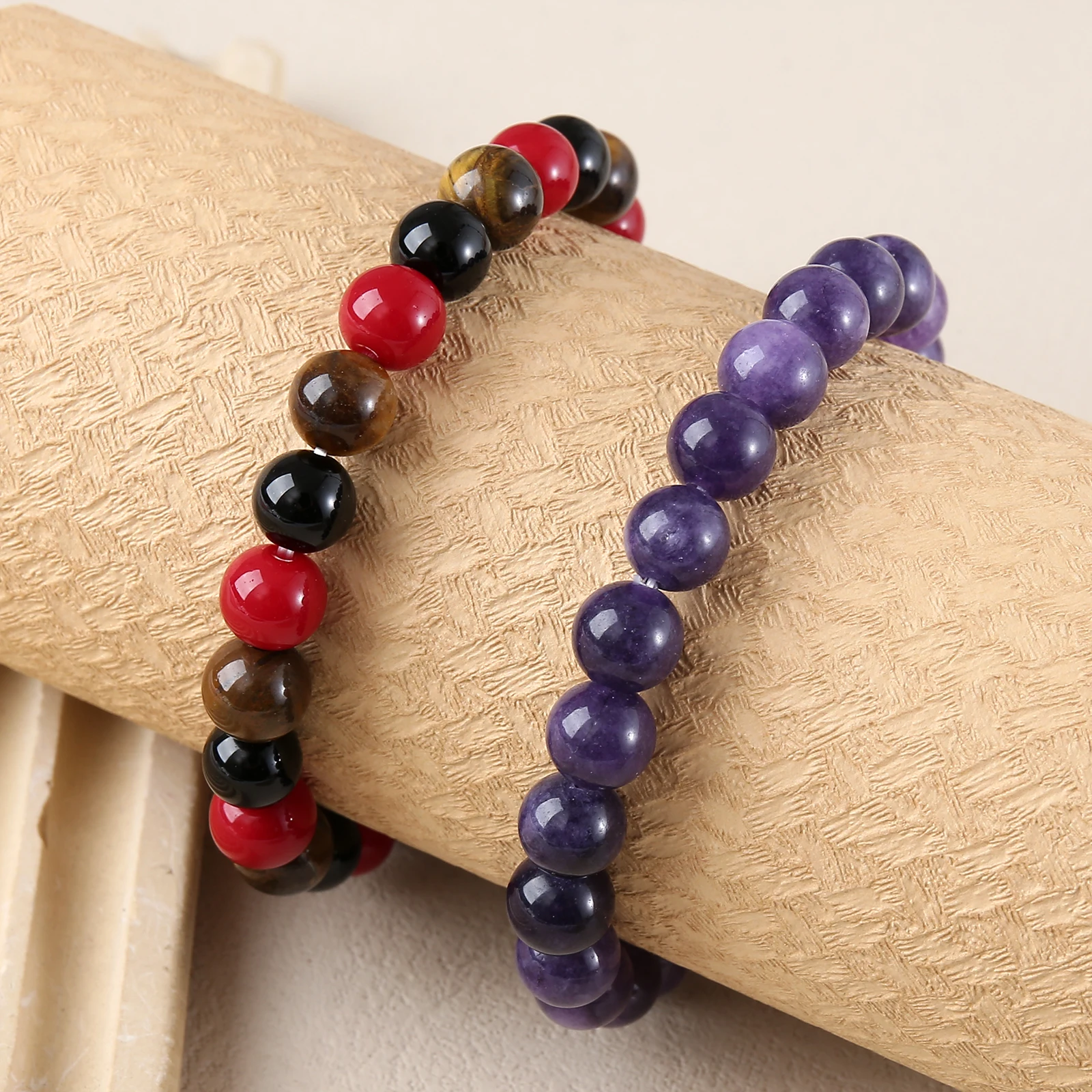 자수정 천연석 페르시 팔찌 에너지 요가 치유 스트레치 팔찌 여성용 남성용 행운을 빌어 요 피로 완화 치유 보석