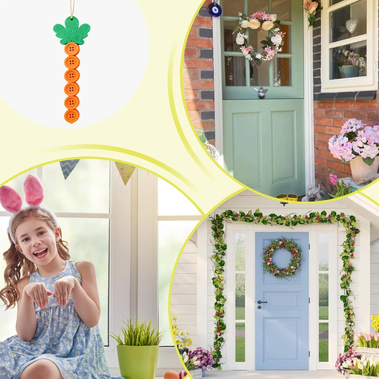 Kits de ornamento de botão coelhinho da páscoa engraçado decoração de casa kits de artesanato feito à mão para todas as idades para adultos crianças sala de estar quarto parede