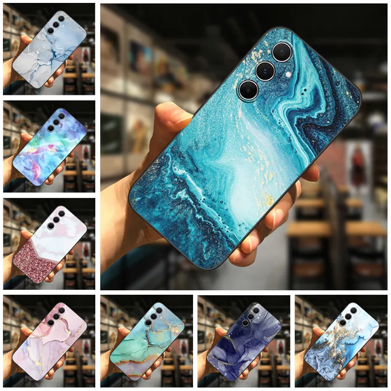 Fashion Soft Cover For Samsung A15 / A35 / A55 Case Silicone Painted Marble Back Covers for Samsung Galaxy A55 Case Marble Cool