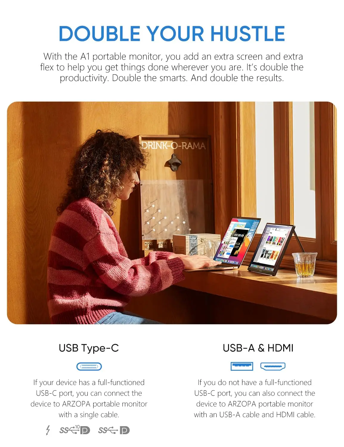 Arzopa A1 15,6 Polegadas 1080P FHD Móvel Portátil Portatil Mon tor Tela Telefone Computador Portátil Mon tor