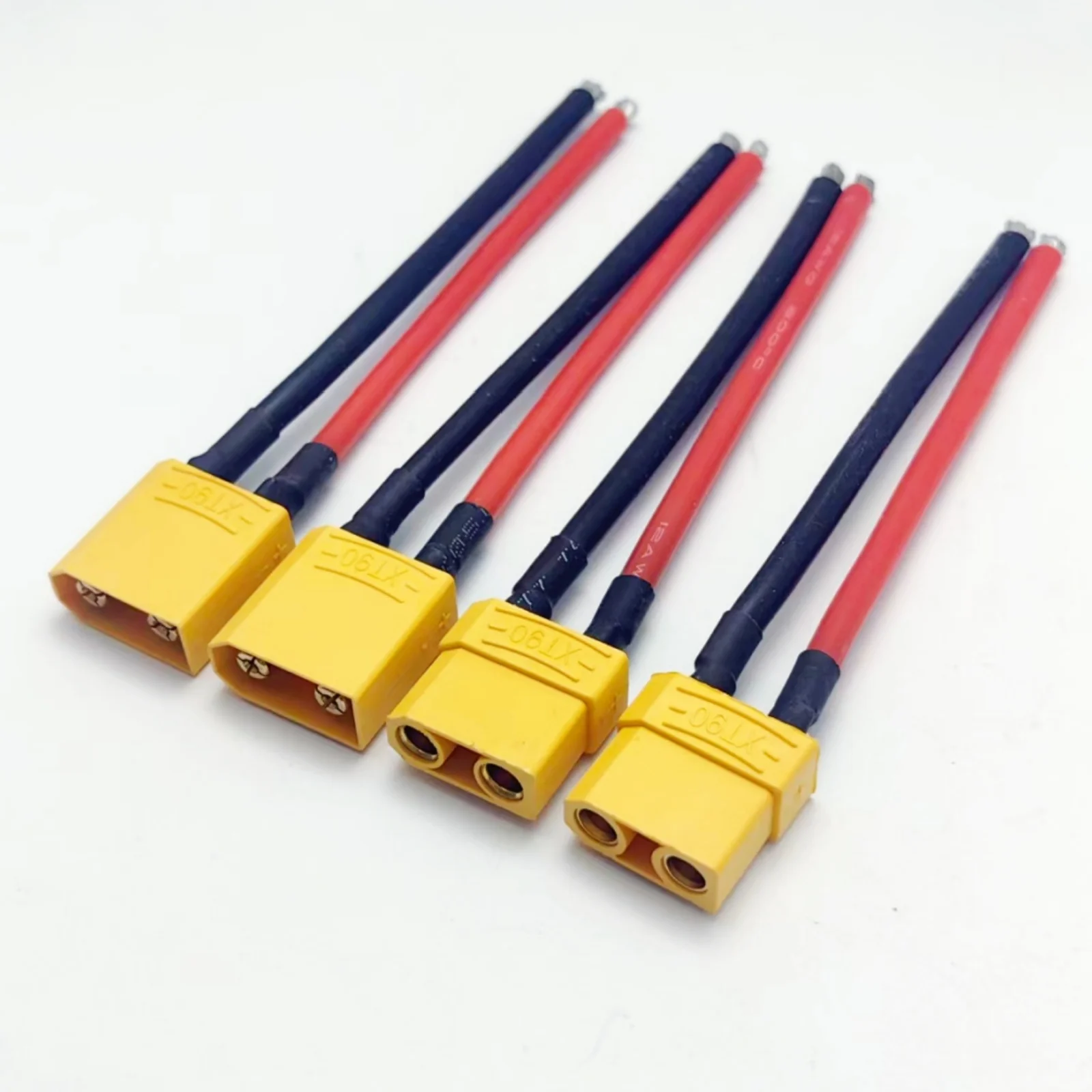 2Pcs XT90 Male/Female Plug Connector with 12AWG 10cm Silicone Cable for RC LiPo Battery Motor