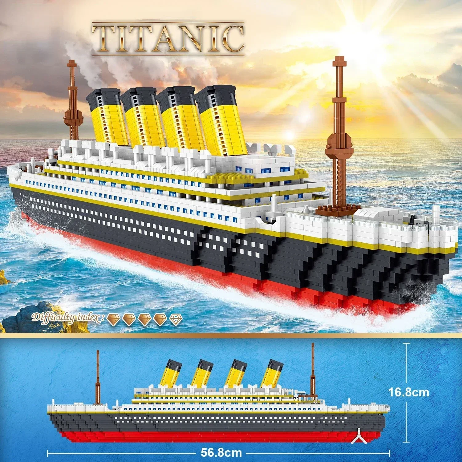 Titanic Model Cruise Ship Building Blocks MOC Boat DIY  Classical Bricks Kit Children Kids Toys Birthday Gift