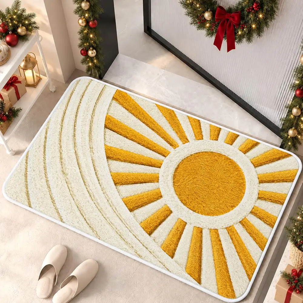 Sunshine Rug Bright Style Floor Mat Soft Non Slip Flannel Door Mat for Bathroom Kitchen Bedroom Home Decor